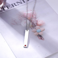 wholesale Metal material zero power jewelry engraved with birthstones minimalist bar pendant personalized name commemorative gift-0-1