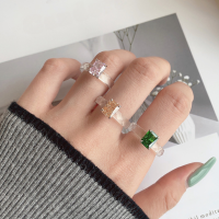 wholesale Metal material first, cross-border foreign trade gemstone ring for women, unique and distinctive crystal setting, 8A Radiant snowflake-cut colored zircon ring-Orange DY120559 No. 8