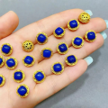 wholesale S925 silver gold-plated natural lapis lazuli accessories, gourd spacer beads bracelet DIY semi-finished products-0-7