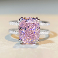 wholesale S925 Sterling Silver Ring for Women with Cherry Pink Diamond and High-End Icy Cut Zirconia, TikTok Live Hot Seller-Pink Diamond-CBJZ263 No. 6