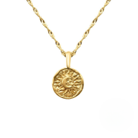 wholesale K925 Silver Gold-plated Sun Moon Pendant Necklace, Women's Creative Ins Choker-Gold