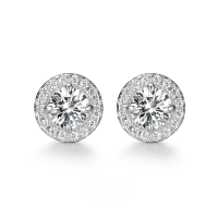 wholesale 925 Sterling Silver Earrings with Zirconia Round Stud Earrings, Ins Niche Light Luxury High-End Cross-Border Pure Silver Earrings-Platinum 925 silver