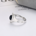 wholesale S925 Silver Yunchao Xuan Fashion Japanese Korean Ellipse Black Agate Minimalist Creative Niche Design Open Adjustable Ring-0-2