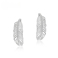 wholesale S925 sterling silver plated with bright silver Japanese new cross-border designer luxury feather earrings, one-piece drop shipping-Bright Silver>925 Silver