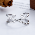 wholesale S925 Sterling Silver Irregular Fashion Double-Layer Braided Cross Open Ring Ins Trendy Ring for Women-0-3