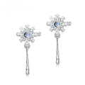 wholesale S925 Sterling Silver Inlaid Topaz Long Drop Earrings, Cross-Border New Snowflake Design, European and American Style Christmas Earrings for Wholesale-0-4
