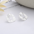 wholesale S925 Sterling Silver European and American Minimalist Geometric Hollow-Out Matte Textured Versatile Stud Earrings for Women-0-0