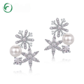 wholesale S925 Sterling Silver New Fashion Popular Snowflake Pearl Ear Studs Korean Style Small Batch Earrings Wholesale from Manufacturer-0-0