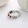 wholesale S925 Sterling Silver Multi-layer Red Agate Rotatable Ring, Stylish and Trendy Internet-Famous Dynamic Index Finger Ring-0-3