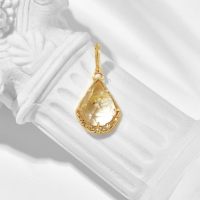 wholesale S925 silver gold-plated 22 new aget* retro rose cut golden hair crystal pendant necklace for wholesale-Golden Rutilated Quartz Pendant (without chain) 925