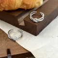 wholesale S925 Sterling Silver Cross Knot Ring for Women, Xiaohongshu Viral Minimalist Versatile Ins Style Open Adjustable Ring-0-5