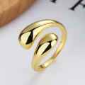 wholesale S925 Sterling Silver Korean-style Light Luxury Double-layer Waterdrop Design Statement Open Ring Simple Daily Matching Band-0-1