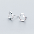 wholesale S925 Silver Korean-style Fashion Minimalist Heart Stud Earrings, Simple and Elegant Diamond-Embedded Heart-shaped Ear Accessories E8634-0-1