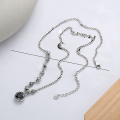 wholesale 925 Sterling Silver Retro Antique 3D Cross Pattern Hollow Black Zircon Pendant Hip-Hop Necklace for Men and Women-0-1
