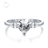 wholesale S925 Silver New Style A-Shape 8*8 High-Carbon Diamond Full Micro-Pavé Ring for Cross-Border-R376 Heart Ring Size 6