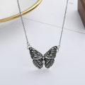 wholesale 925 Silver Butterfly Necklace for Women, Ins Minimalist Vintage Antique Elegant Pendant Design, Collarbone Chain-0-1