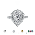 wholesale S925 Sterling Silver Moissanite Ring Women's Ice Cut Teardrop Pear Shape 2 Carat Fashion Luxury Wholesale-0-0