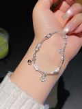 wholesale Fine Silver 999 Broken Silver Bracelet for Women, Small Niche Design DIY Silver Bangle, New Chinese Style Silver Chain, Gift-0-5
