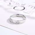 wholesale S925 Sterling Silver New Ocean and Mountain Vow Couple's Rings, Open Adjustable Unisex Matching Pair, Engraved, Niche Wholesale-0-5