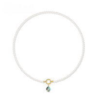 wholesale S925 Sterling Silver New Japanese and Korean Light Luxury Retro Pearl Chain Abalone Shell Necklace Niche Design Wholesale from Manufacturer-10K gold + swimming paint  925 silver