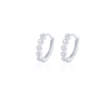 wholesale S925 Sterling Silver Circle With Zircons, Minimalist Ins Style Ear Clasp, Amazon Hot-selling Light Luxury Earrings-Platinum-8MM
