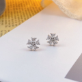 wholesale S925 Sterling Silver Fashion Diamond-inlaid Five-leaf Flower Ear Studs, Minimalist Niche Elegant High-end Earrings Gift for Best Friend-0-1