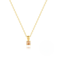 wholesale S925 Sterling Silver Geometric Birthstone Pendant Necklace With Zircons, Ins Style Daily Wear, In Stock Gift-Gold-Medium Champagne 925 Silver