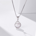 wholesale S925 Sterling Silver Korean Fashion Elegant and Sophisticated Zircon Necklace with Cultured Freshwater Pearl Pendant for Women Wholesale-0-2