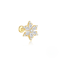 wholesale S925 Sterling Silver Geometric Zirconia Opal Marquise Stud Earrings With Threaded Flat Back-Single gold #6