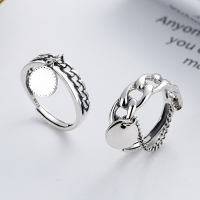 wholesale S925 Sterling Silver Korean Style Ins Trendy Pendant Tassel Statement Ring Hip-Hop Style Adjustable Open Ring-YFJ315/A model is approximately 2.51 grams. The opening is adjustable.