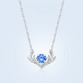 wholesale S925 Sterling Silver Maker "The Rest of My Life with You" Blue Diamond Antler Set Necklace for Women, Fashion Heartthrob Pendant for Christmas Birthday-0-3