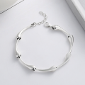 wholesale S925 Sterling Silver Korean-style Geometric Waterdrop Creative Design Link Clasp Trendy Minimalist Versatile Bracelet-0-0