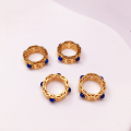 wholesale S925 gold-plated silver natural lapis lazuli four-leaf clover running charm bracelet necklace braided cord DIY handmade spacer beads semi-finished-0-12