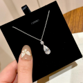 wholesale S925 Sterling Silver Sparkling Teardrop Diamond Necklace and Earrings Jewelry Set, Luxurious and Elegant, Fashionable and Versatile, Sweet and Chic-0-5