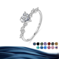 wholesale S925 Sterling Silver Moissanite Sweetheart Ring for Women, Small and Fashionable Korean Style, Adorable and Versatile Heart-shaped Band-Moissanite Ring (White) US Size 9