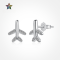wholesale S925 Sterling Silver Women's Small Airplane Design Earrings, Unique and Exquisite, Niche and Light Luxury Ins Style-0-0