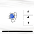 wholesale S925 Sterling Silver Cloud-Pull Jewelry Blue Diamond Ring Ice-Cut Zircon Ring Women's Colorful Jewelry Ring-0-2