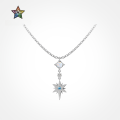 wholesale S925 Sterling Silver Korean Style Light Luxury Women's Necklace with Exquisite Australian Gemstone Hexagram Pendant, Delicate Collarbone Chain-0-0