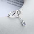 wholesale S925 Sterling Silver Korean-style Creative Heart-shaped Tassel Pendant Zircon Inlaid Elegant Openable Ring for Women-0-1