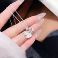 wholesale S990 Silver Korean-style Carousel Necklace for Women, Luxe and Elegant, with Micro-paved Zircon and Coin Pendant, Versatile Collarbone Chain-0-2
