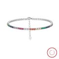 wholesale S925 Sterling Silver 20mm Colorful Zircon Tennis Adjustable Bracelet, Fashionable and Versatile-0-15