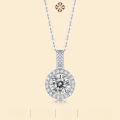 wholesale S925 silver plated women's moissanite pendant necklace, new in stock round-shaped drop wholesale-0-0