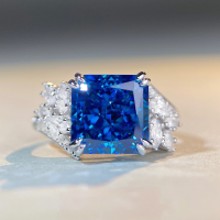 wholesale S925 Sterling Silver New Deep Blue Sapphire Ring for Women with Full Diamond Extravagant Setting Original Design High Carbon Diamond Zircon Ring-Pink Diamond-CBJZ092 No. 8