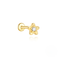 wholesale S925 Sterling Silver Irregular Butterfly Crown Inlaid Zircon Flat Head Threaded Ear Cartilage Stud, Popular In Europe And America For Its Elegant Temperament-Single gold #1
