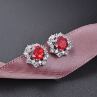 wholesale 925 Sterling Silver Cross-Border Wish Amazon AliExpress Snowflake Zircon Earrings Fashion Sunflower Minimalist Earrings for Women-Purple Diamond Earrings-with Plastic Earplugs 925 Silver