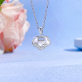 wholesale S925 Sterling Silver Women's Benming Year Peace Lock Auspicious Necklace, Palace Style with Inlaid White Shell Ruyi Collarbone Necklace-0-0