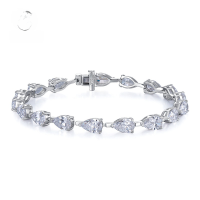 wholesale S925 Silver New Style 5*8 Full Diamond Pear Bracelet, Fashionable and Elegant, Influencer Style-B017 Pear Shape Bracelet 16cm 925 Silver
