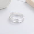 wholesale S925 Silver Fashion Korean Style Multi-Line Cross Design Frosted Textured Adjustable Open Ring-0-2