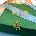 wholesale S925 Sterling Silver Hollow-Out Ingot Ruyi Lock Pendant Necklace for Women, Fashionable and Versatile Ethnic Style High-End Sense Collarbone Chain Accessory-0-2
