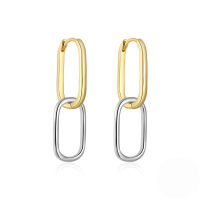 wholesale S925 Silver Curved Wave Two-tone Zircon-accented Ear Cuff, A Classic Hot-seller And Trendy Ins Earring-Two-tone-style 8 925 silver